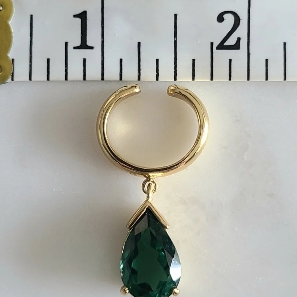 Cornelia Webb 24K Goldplated Quartz Ear Cuff, Emerald, NWT